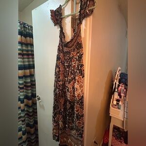 SHEIN Resort-Ready Red and Brown Halter Maxi Dress